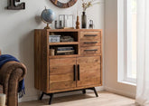 Gfine Sideboard with two doors and three drawers made of solid acacia wood and Iron78x40x95Cm